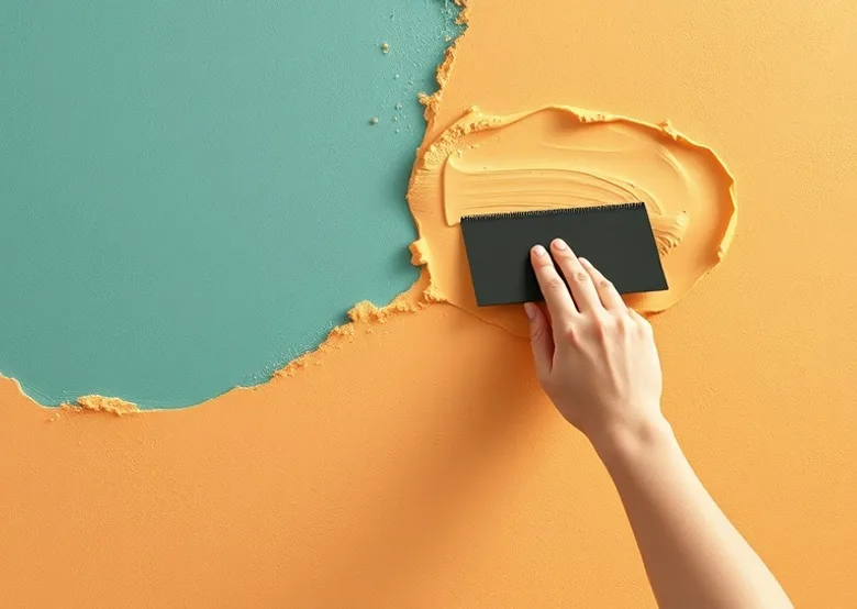 Application d'un enduit décoratif à la lisseuse sur un mur